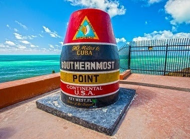 Southernmost Point marker on Key West boardwalk